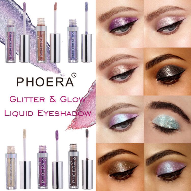 PHOERA Magnificent Metals Glitter and Glow Liquid Eyeshadow 12 Colors Quick-Drying Long-Lasting
