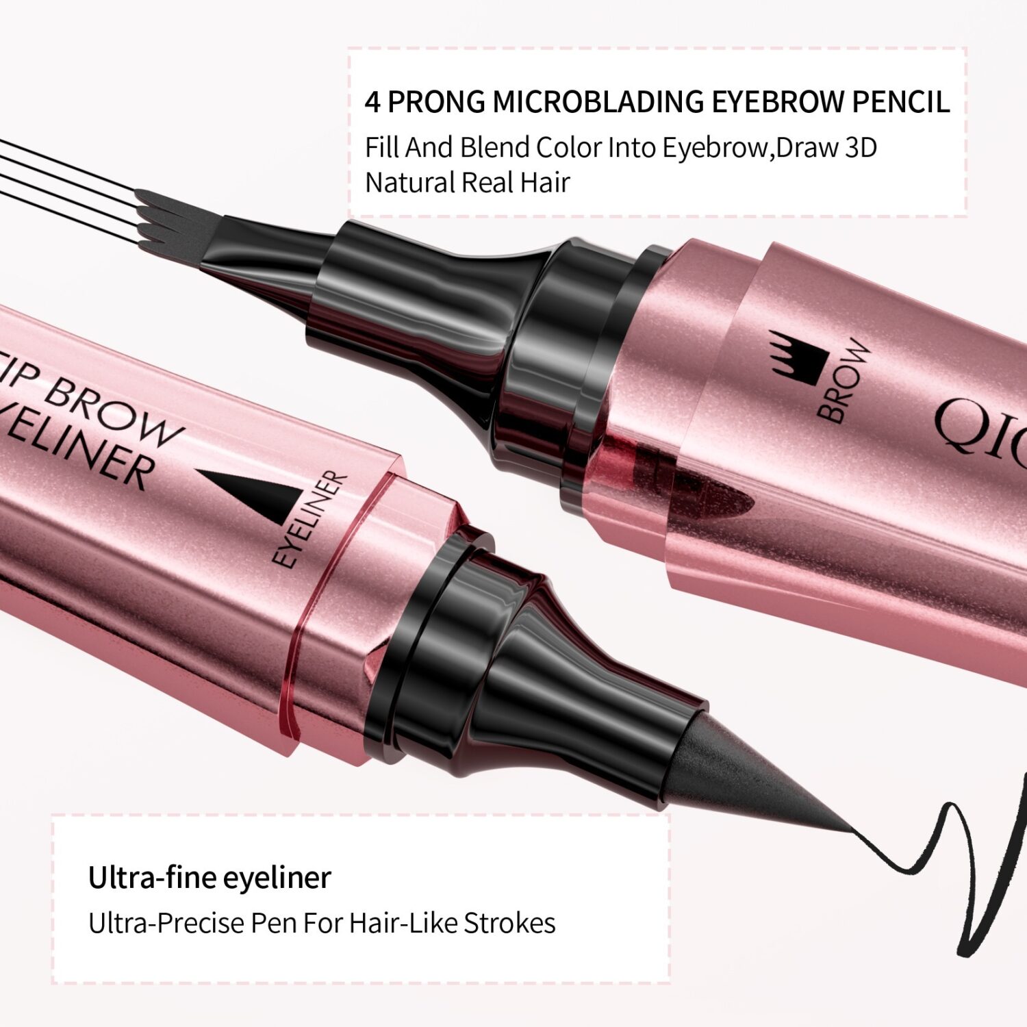 Double-headed 3D Micro-carved Liquid Four-fork Eyebrow Pencil 2-in-one Dual-purpose  Eyeliner - Image 3