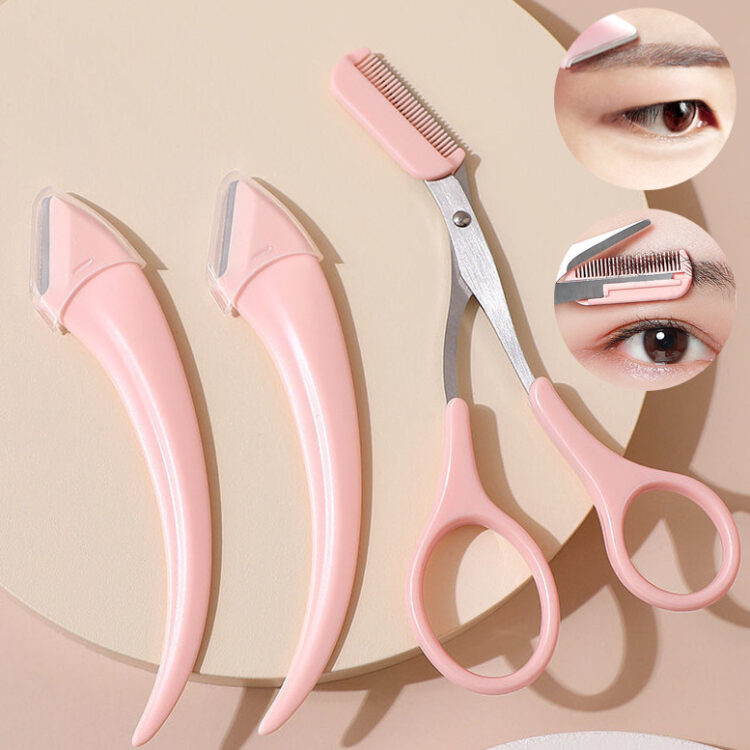 Eyebrow Trimming Knife With Comb Curved Moon Small Beauty Supplies Gadgets Eyebrow Trimmer Scissor Razor