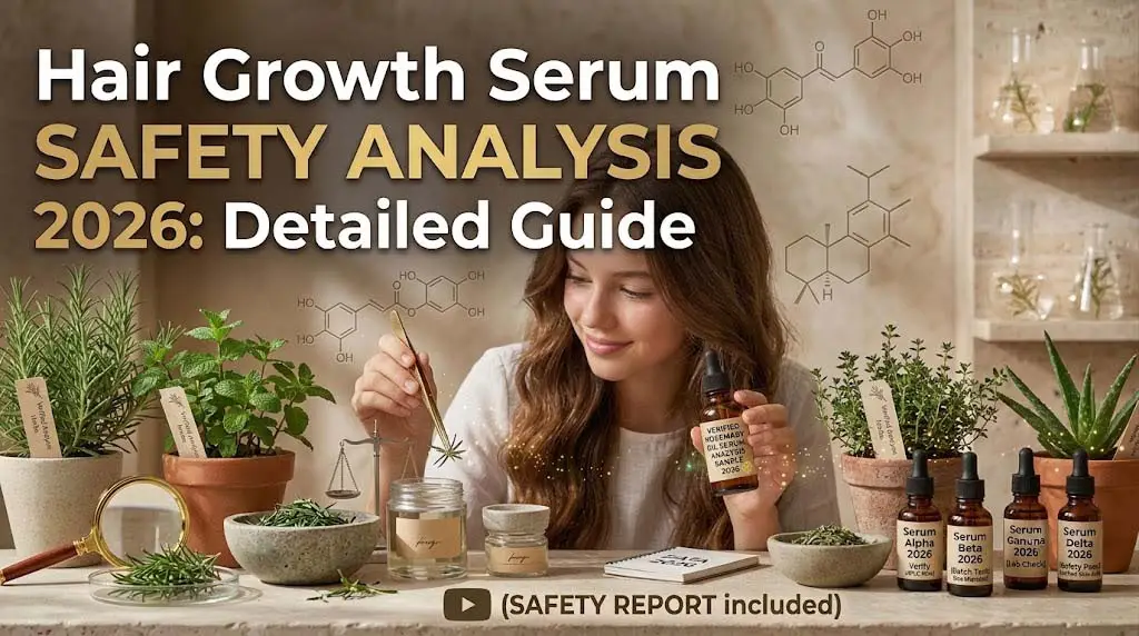 Laboratory analysis of hair growth serum contamination showing undeclared pharmaceutical compounds under clinical testing - 2026 consumer safety investigation